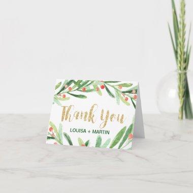 Christmas Holly Wreath Thank You Invitations