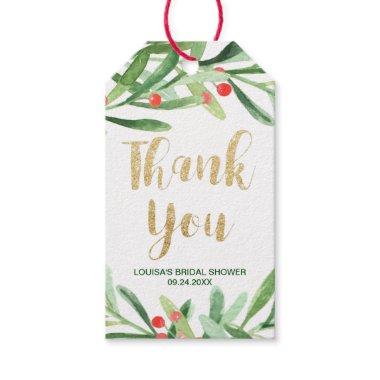 Christmas Holly Wreath Thank You Favor Gift Tags