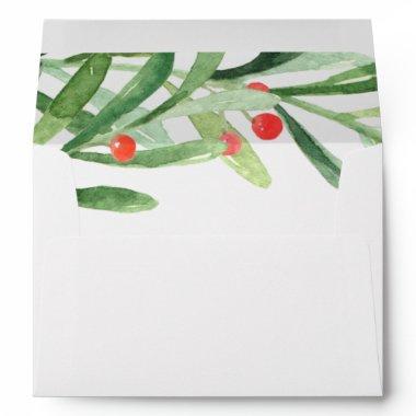 Christmas Holly Wreath Wedding  Envelope