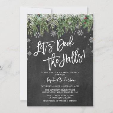 Christmas Let’s Deck the Halls Bridal Shower Invitations