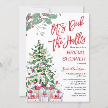 Christmas Let’s Deck the Halls Bridal Shower Invitations