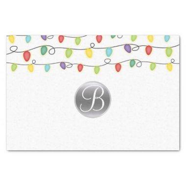 Christmas Light Bulbs Monogram Letter Initial Tissue Paper