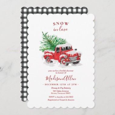 Christmas Little Red Truck Bridal Shower Invitations