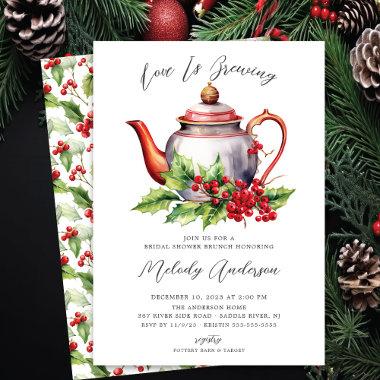 Christmas Love Is Brewing Bridal Shower Invitations