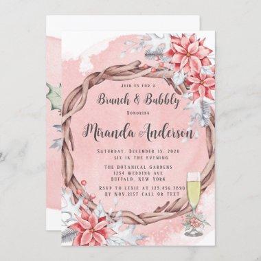 Christmas Painted Poinsettia Brunch & Bubbly Invitations