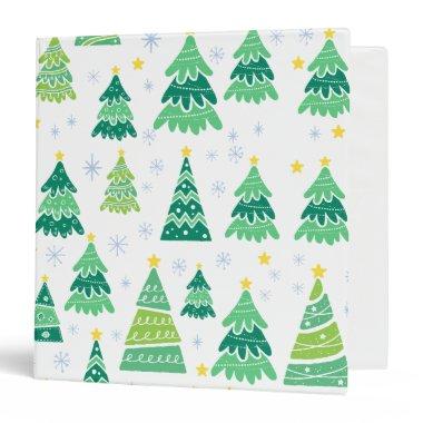 Christmas Pine Trees Pattern 3 Ring Binder