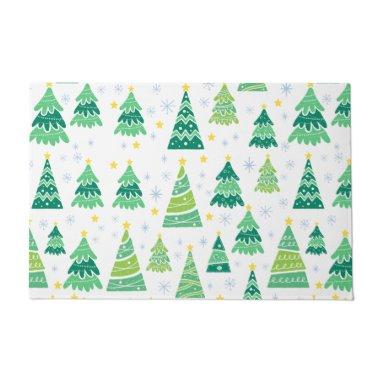 Christmas Pine Trees Pattern Doormat