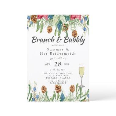 Christmas Poinsettia Gold Bridesmaids Luncheon Invitations