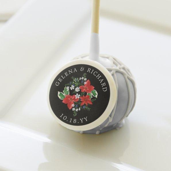 Christmas poinsettia juniper holiday party cake pops