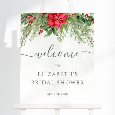 Christmas Poinsettia Winter Bridal Shower Welcome Foam Board