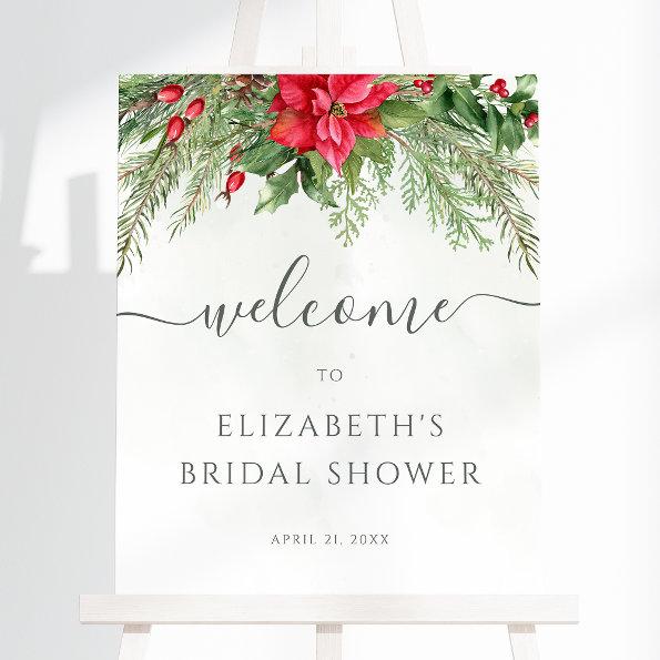 Christmas Poinsettia Winter Bridal Shower Welcome Foam Board