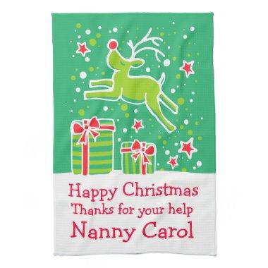 Christmas reindeer add a message kitchen towel