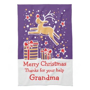 Christmas reindeer add a message kitchen towel