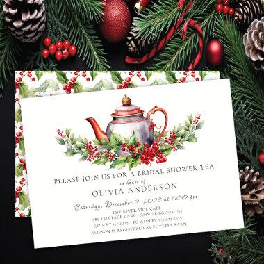 Christmas Season Bridal Tea Party Invitations