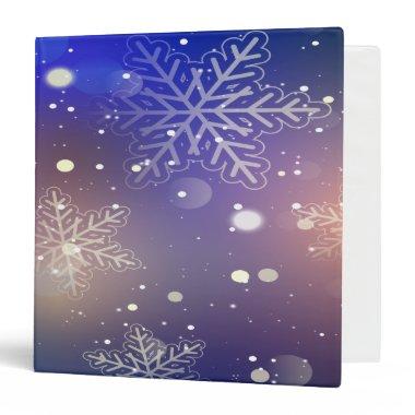 Christmas Shiny Snowflake Background 3 Ring Binder