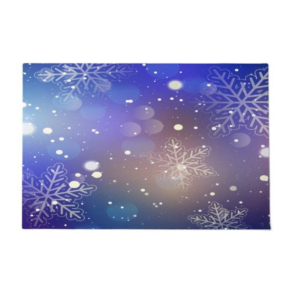 Christmas Shiny Snowflake Background Doormat