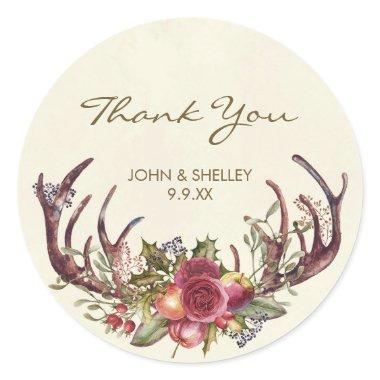 Christmas thank you sticker winter holly wedding