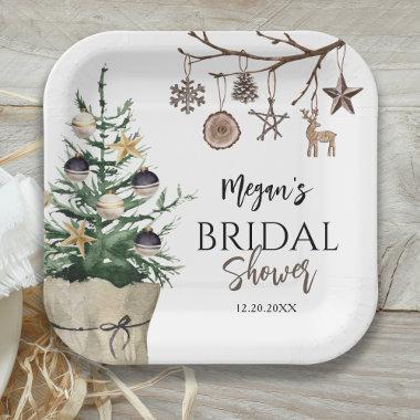 Christmas Tree | Boho Winter Bridal Shower Paper Plates