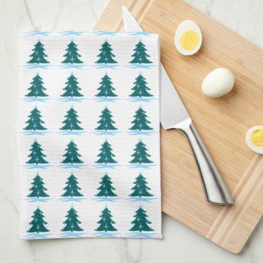 Christmas Tree Towel Custom Blue Holiday Tea Towel