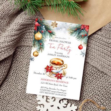 Christmas winter bridal shower tea party template