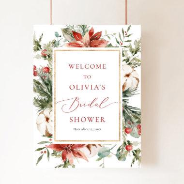 Christmas Winter Red Bridal Shower Welcome Sign