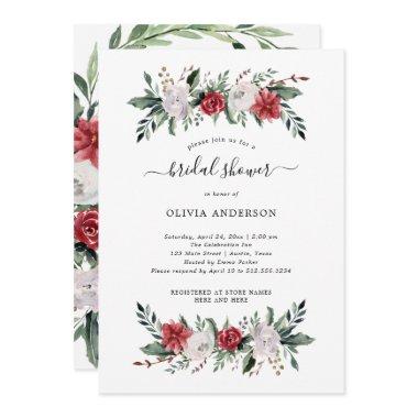 Christmas Wreath | Floral Holiday Bridal Shower Invitations