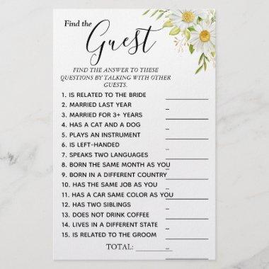 Chrysanthem Find the Guest Bridal shower game Invitations Flyer