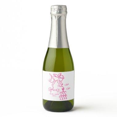 Cin Cin Cherub Hand Drawn Cupid Icon  Sparkling Wine Label