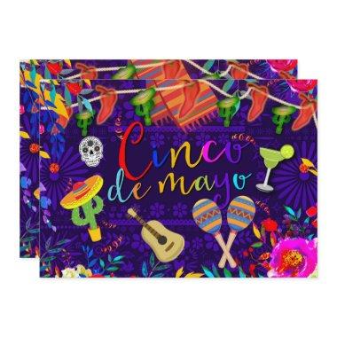 Cinco De Mayo Colorful Celebration Fiesta Party Invitations