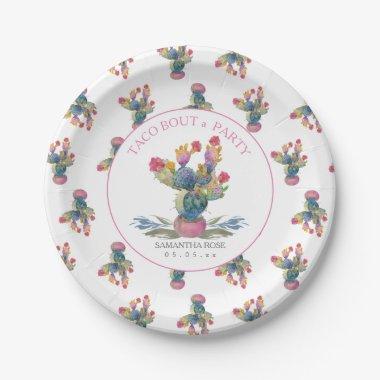 Cinco de Mayo Fiesta Watercolor Cactus Paper Plates