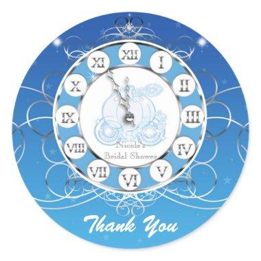 Cinderella Almost Midnight Blue Silver Party Favor Classic Round Sticker