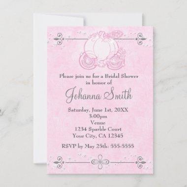 Cinderella Carriage Pink Bridal Shower Invitations