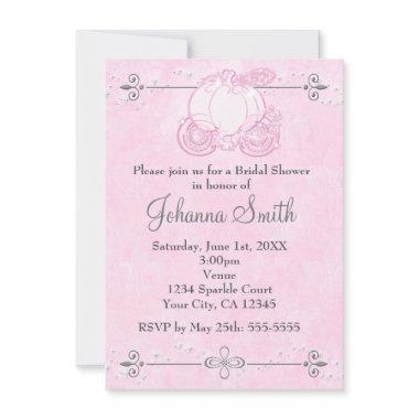 Cinderella Carriage Pink Bridal Shower Invitations