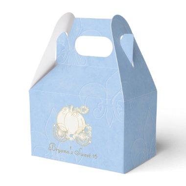 Cinderella Gold Carriage Blue Party Favor Boxes