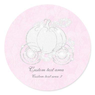 Cinderella Pink & Silver Princess Carriage Favor Classic Round Sticker