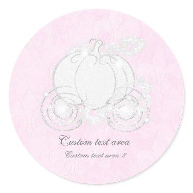 Cinderella Pink & Silver Princess Carriage Favor Classic Round Sticker