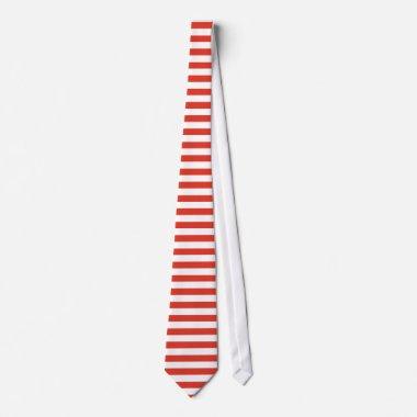 Cinnabar Color Horizontal Stripes; Striped Neck Tie