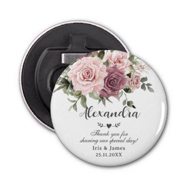 Cinnamon Rose Blush Floral Wedding Favor Bottle Opener