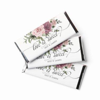 Cinnamon Rose Blush Floral Wedding Love is Sweet Hershey Bar Favors