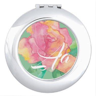 Circle Compact Mirror "Pink Flower"