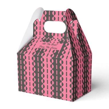 Circles on Stripes - Charcoal and Pink Gable Favor Boxes