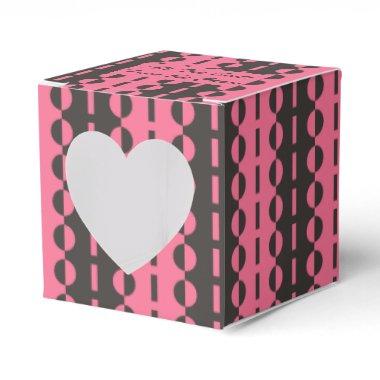 Circles on Stripes - Charcoal and Pink Heart Favor Boxes
