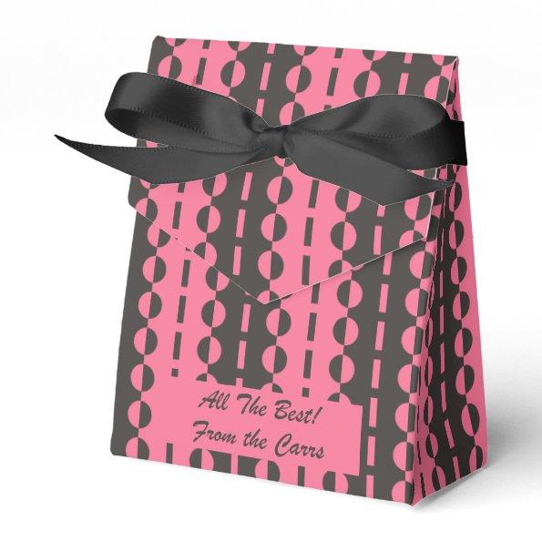 Circles on Stripes - Charcoal and Pink Tent Favor Boxes