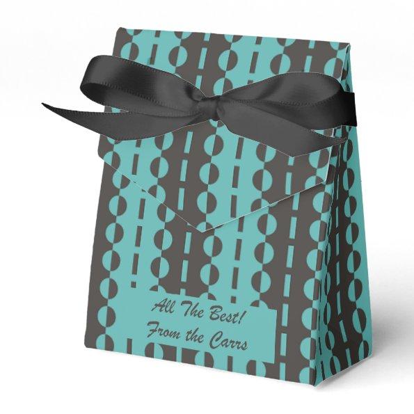 Circles on Stripes - Charcoal Blue Aqua Tent Favor Boxes