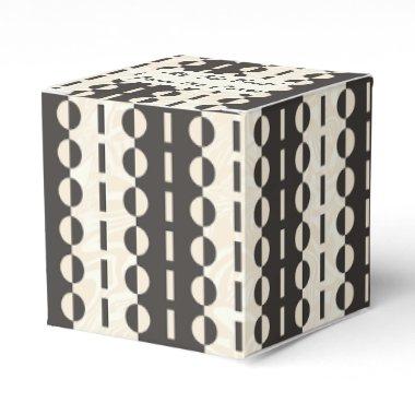 Circles on Stripes - Charcoal Cream Classic Favor Boxes