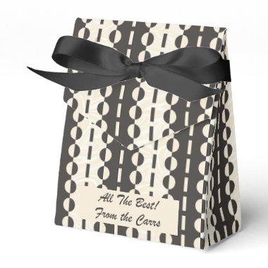 Circles on Stripes - Charcoal Cream Tent Favor Boxes