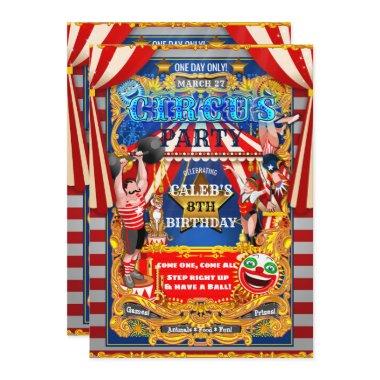 CIRCUS PARTY Big Top Tent Vintage Modern Birthday Invitations