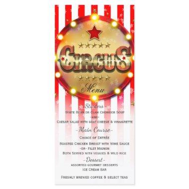 Circus Party Event Red White Gold Striped Menu