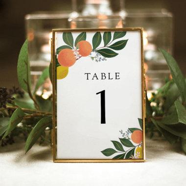 Citrus and Greenery Table Number