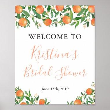 Citrus Black Bridal Shower Watercolor Welcome Sign